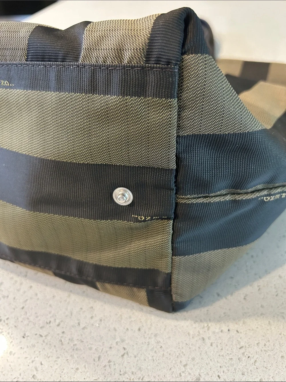 Fendi Pequin Foldable Tote | w/ Insert| Zip Top | Classic Stripe - Picture 4 of 16